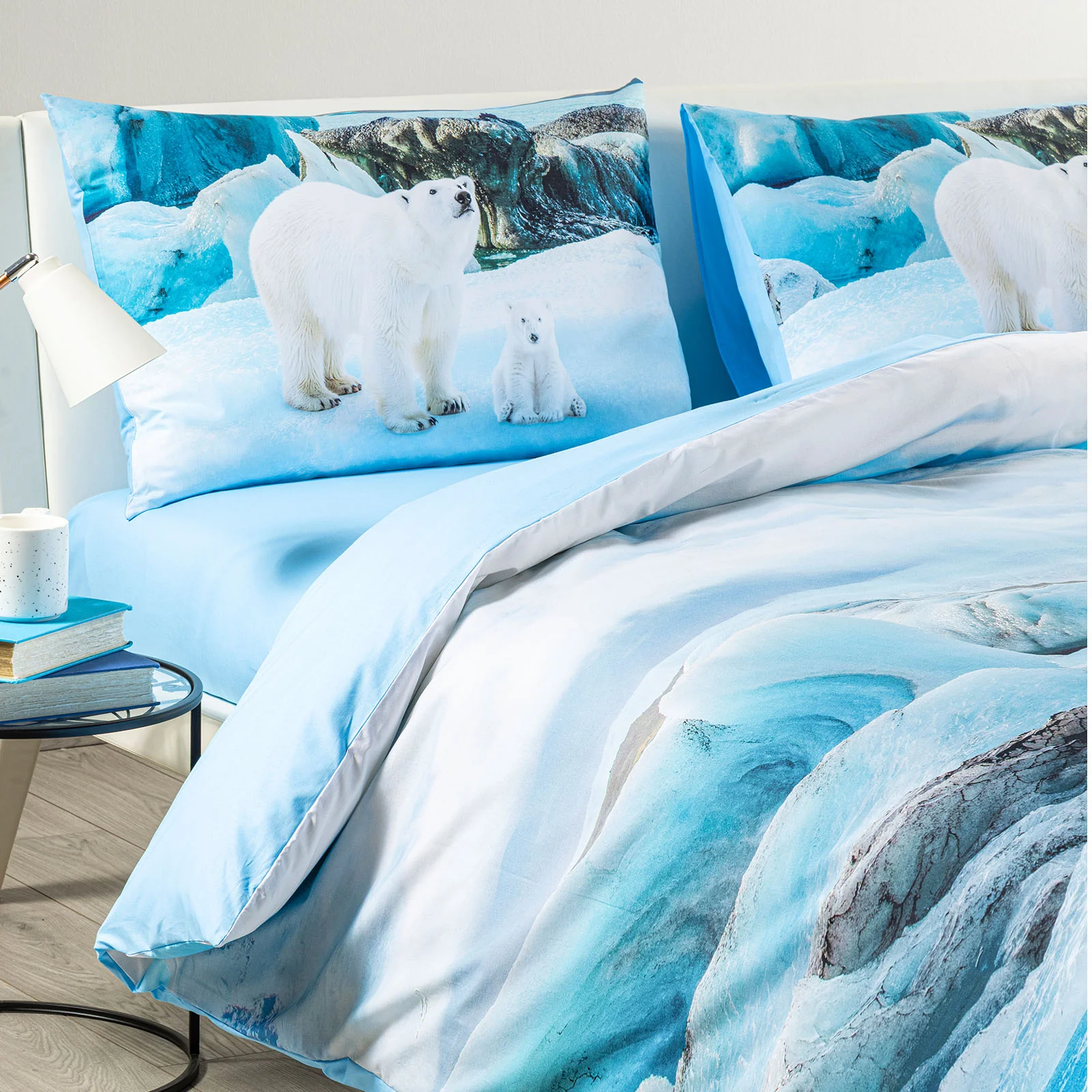 Completo Copripiumino In Cotone Polar Bears Matrimoniale Unica Sogni Di Viaggio