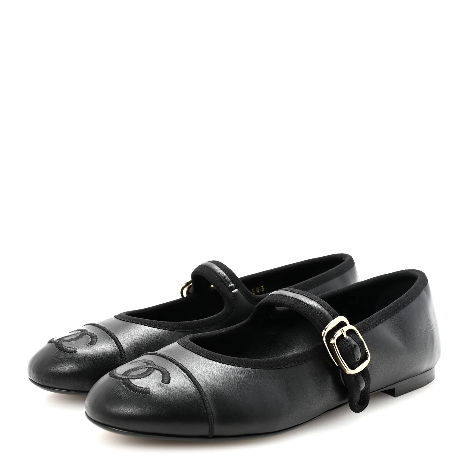 Lambskin Mary Jane Flats 36.5 Black - Top Club