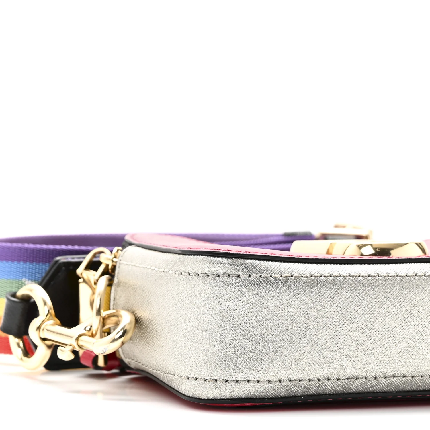 Saffiano Rainbow Strap Color Block Small Snapshot Camera Bag Pink Multicolor - Top Club