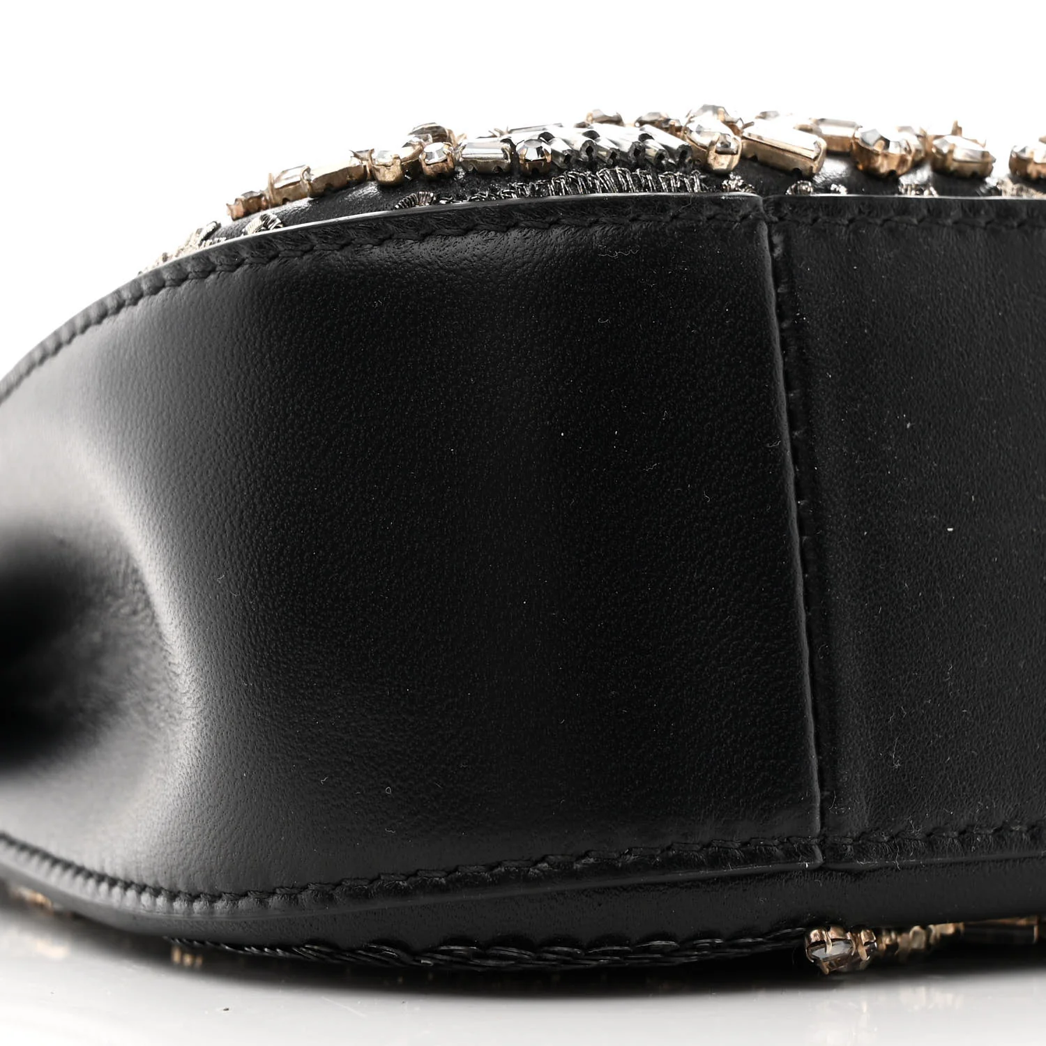 Lambskin Embellished Crystal Mini T-Bar Bag Black - Top Club