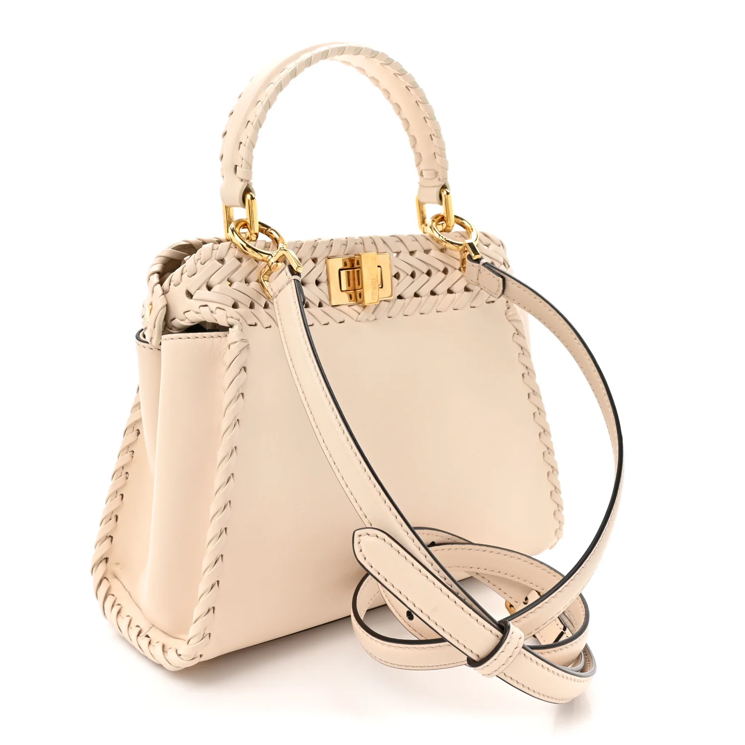 Nappa Interlace Mini Peekaboo Iconic Satchel Camelia - Top Club