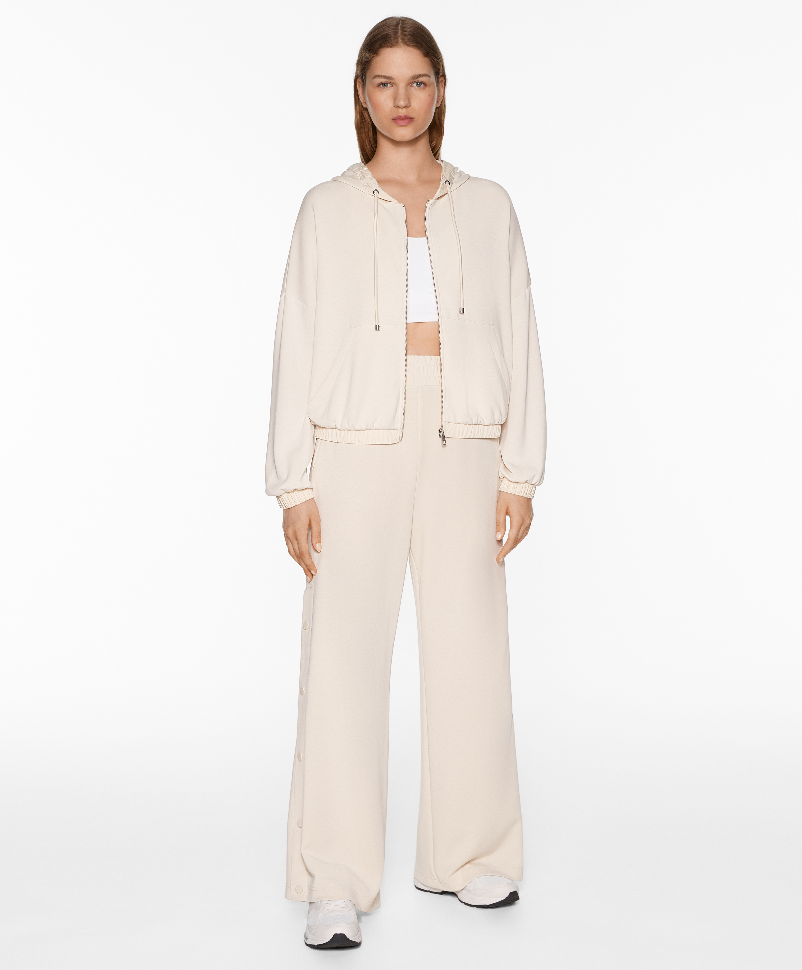 OYSHO Soft-touch wide, straight-leg trousers with modal and buttons