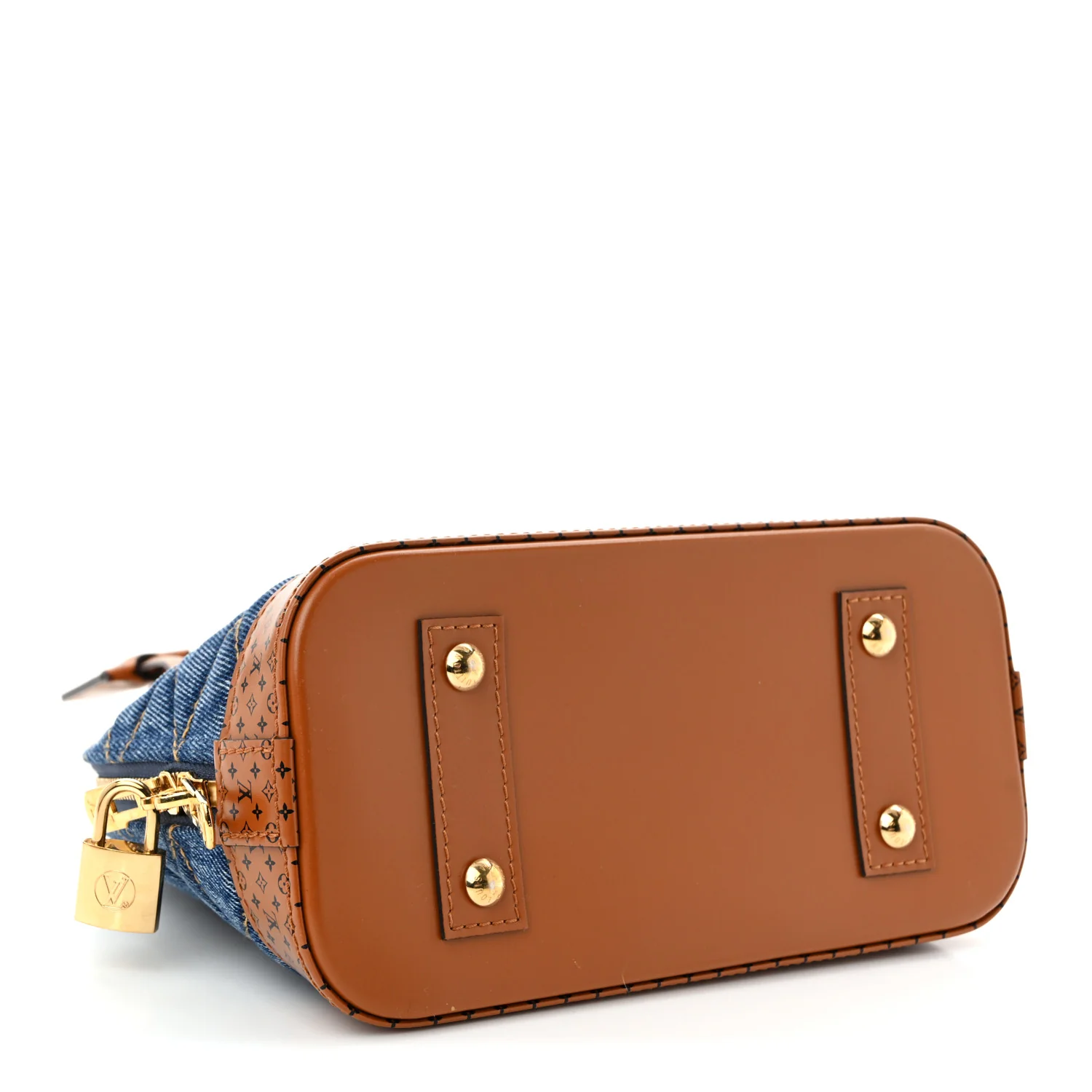 Denim Calfskin Reverse Monogram Malletage Alma BB Blue - Top Club