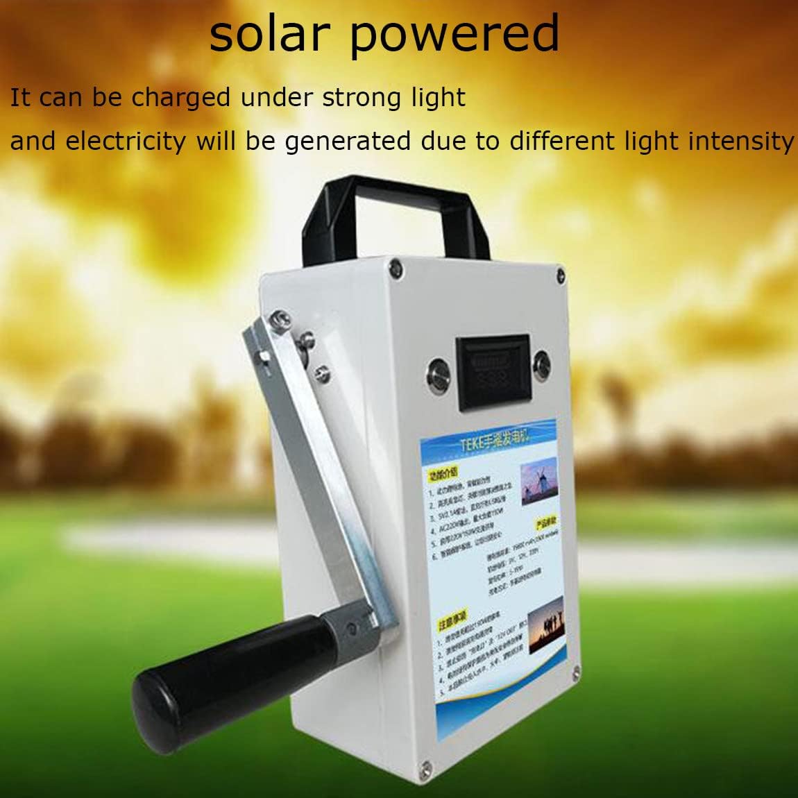 Generatore a Manovella Portatile, Piccolo Generatore a Manovella da 150 W, Batteria al Litio da 5000 mAh Pannello di Illuminazione per Uso Domestico 12V di Grande Capacità, Generatore + Carica,220V