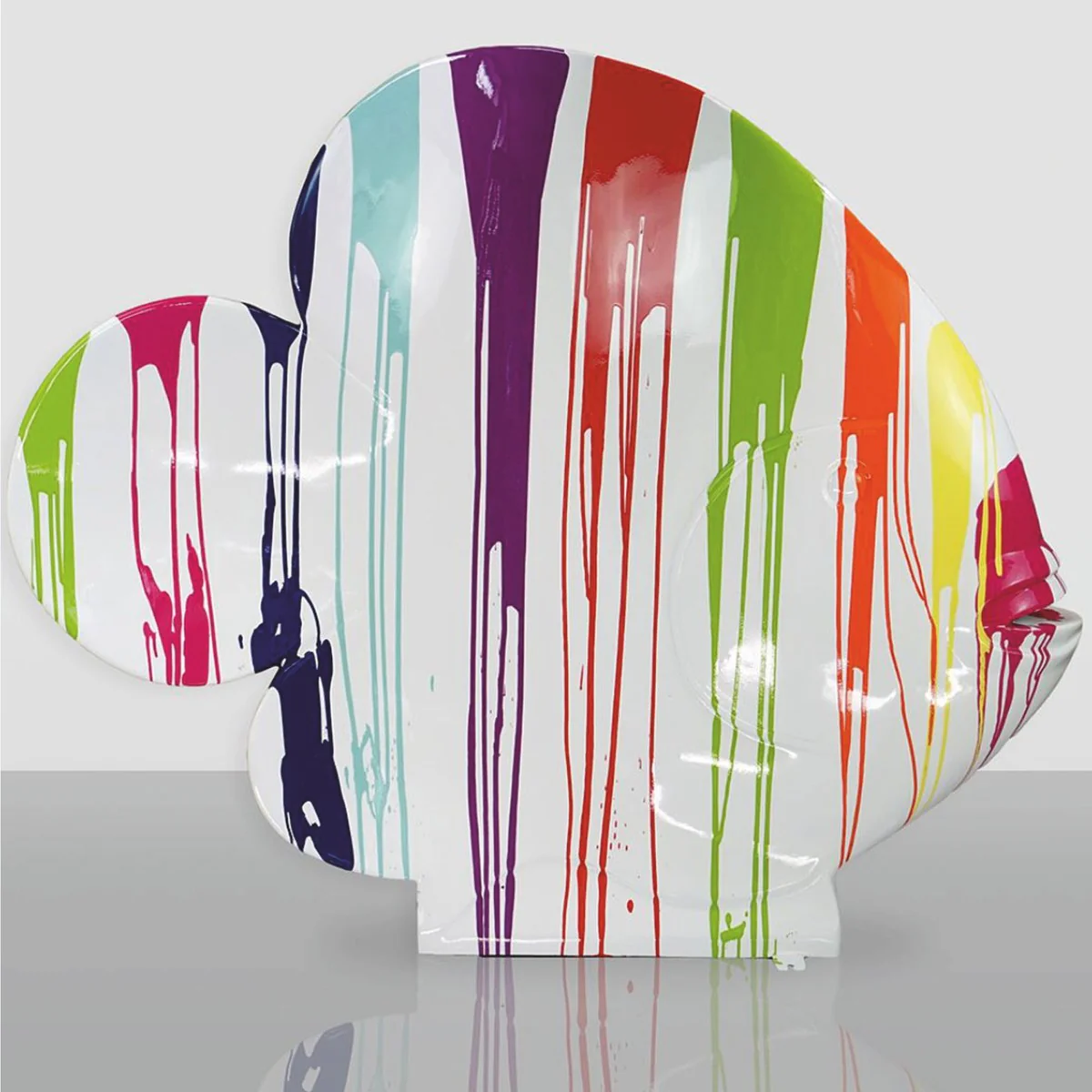 XXL decorative sculpture fish white / colorful H. 110 cm - decorative figure