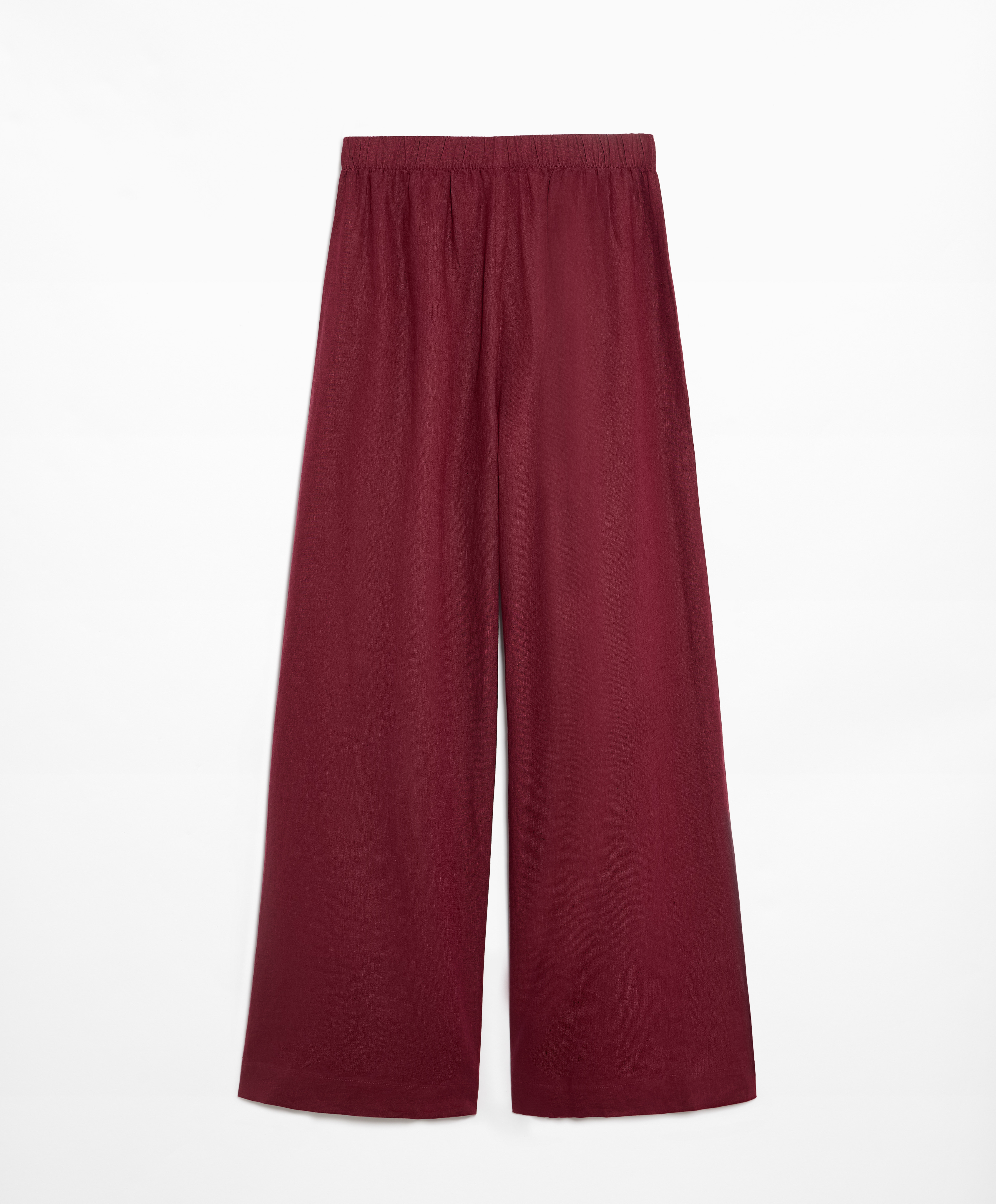 OYSHO 100% linen wide straight-leg trousers