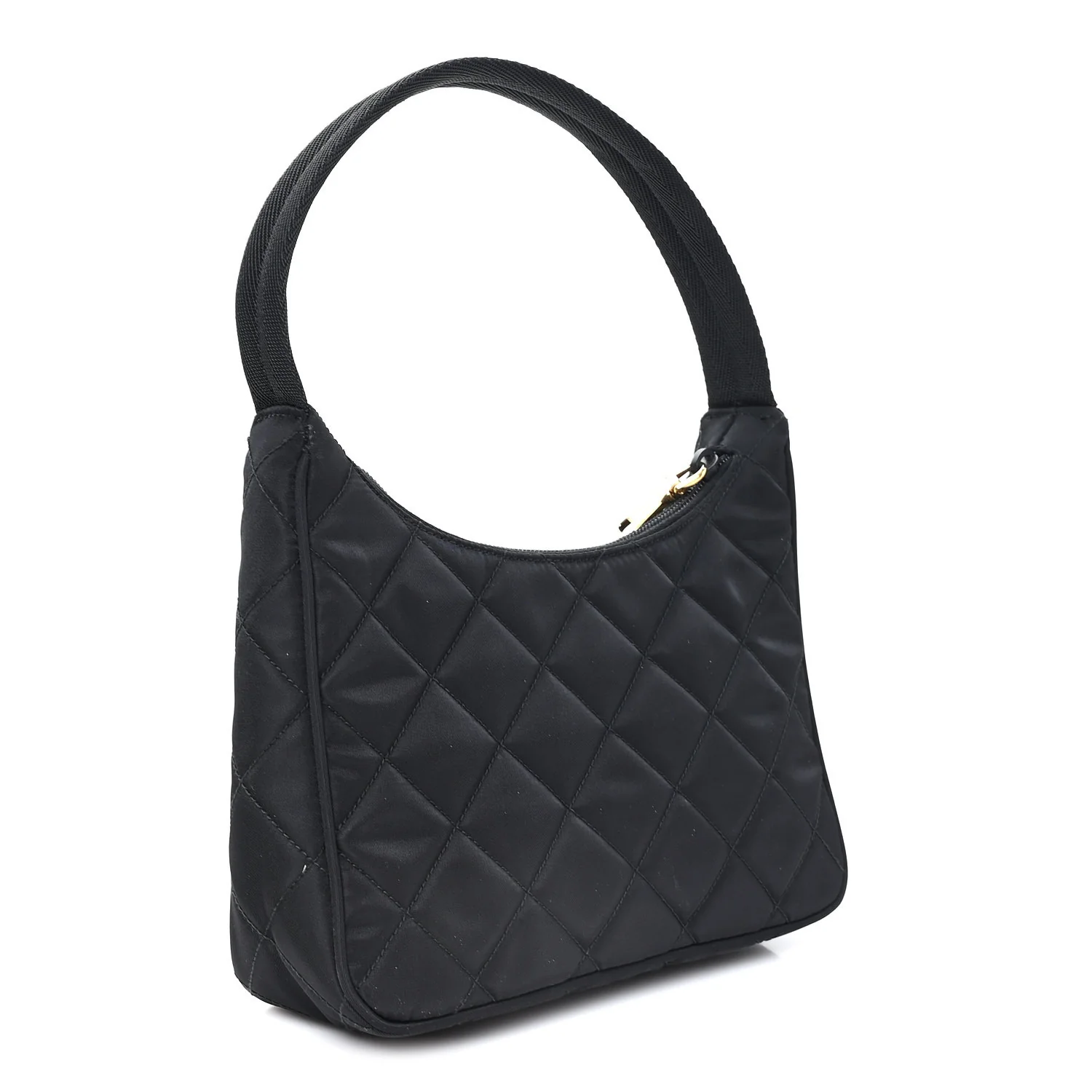 Tessuto Nylon Stitched Shoulder Bag Black - Top Club