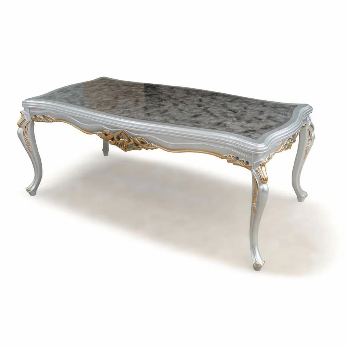 Luxury Baroque Dining Room Set Gray / Silver / Gold - 1 Dining Table & 8 Chairs