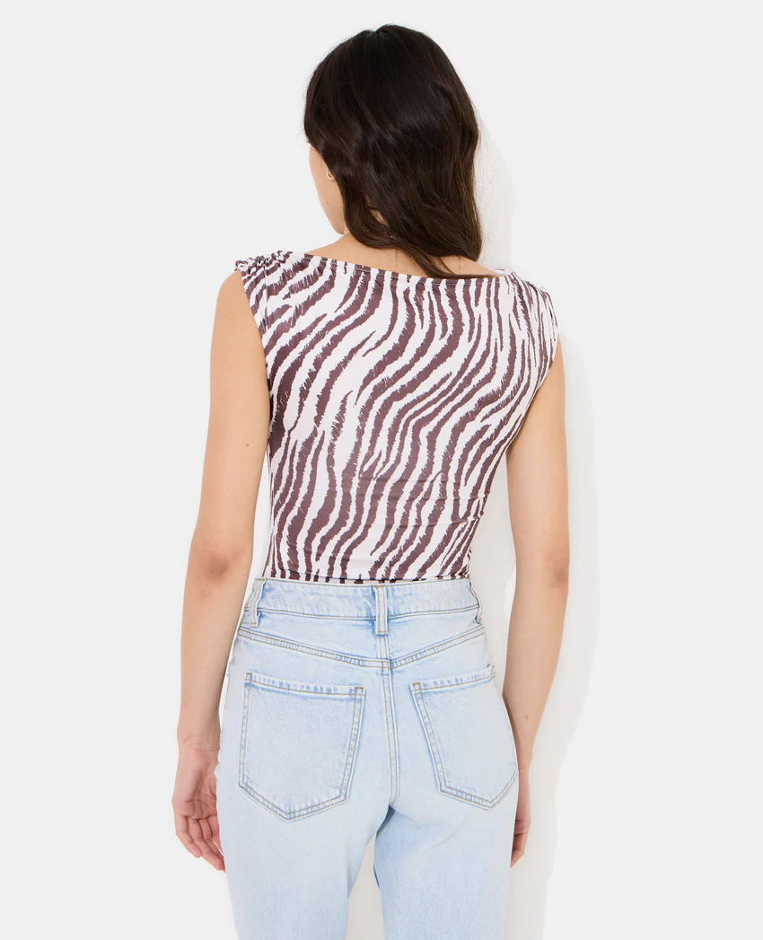 Pimkie Body sans manches encolure drapée motif zèbre