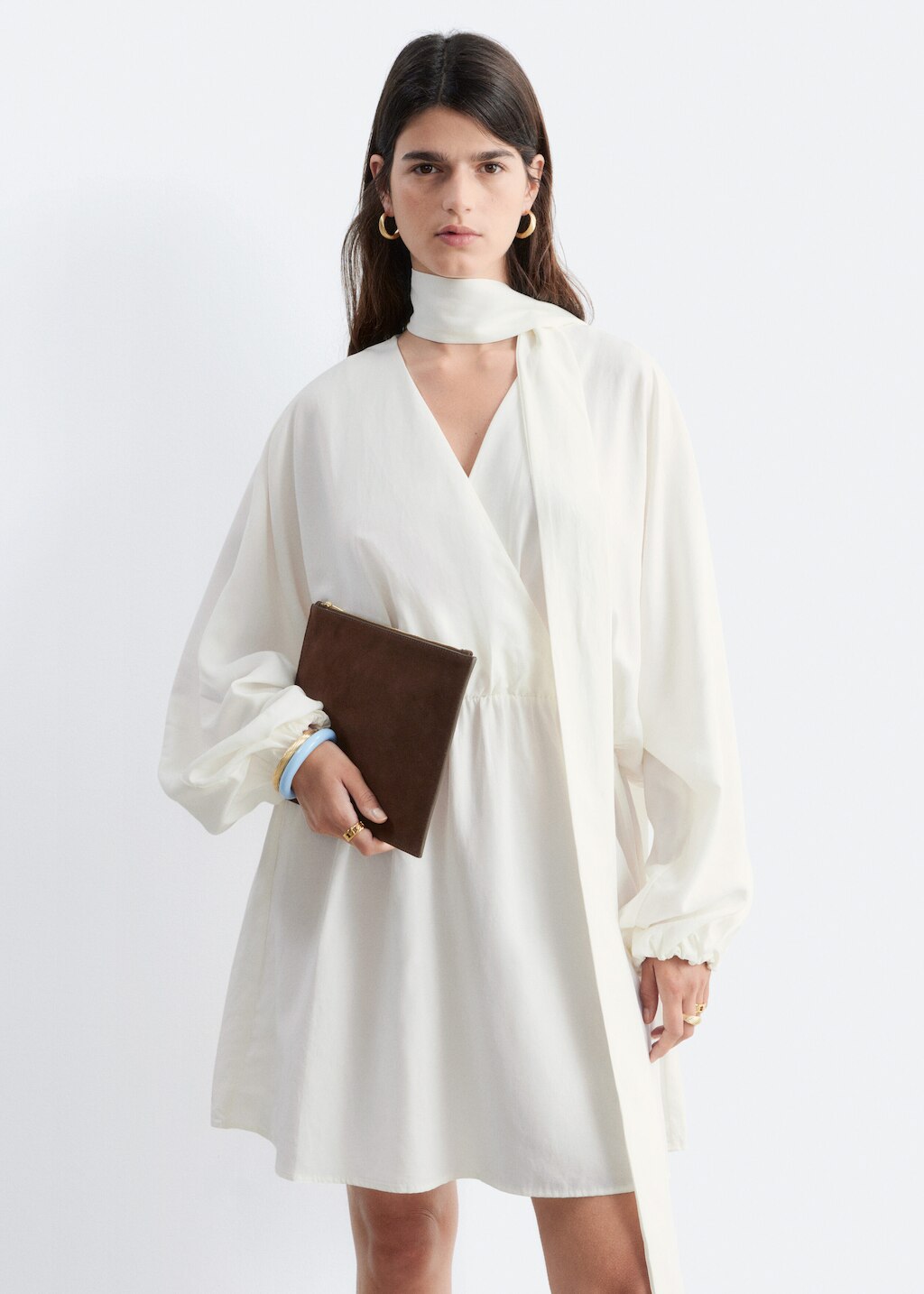 & Other Stories SCARF-DETAIL WRAP MINI DRESS