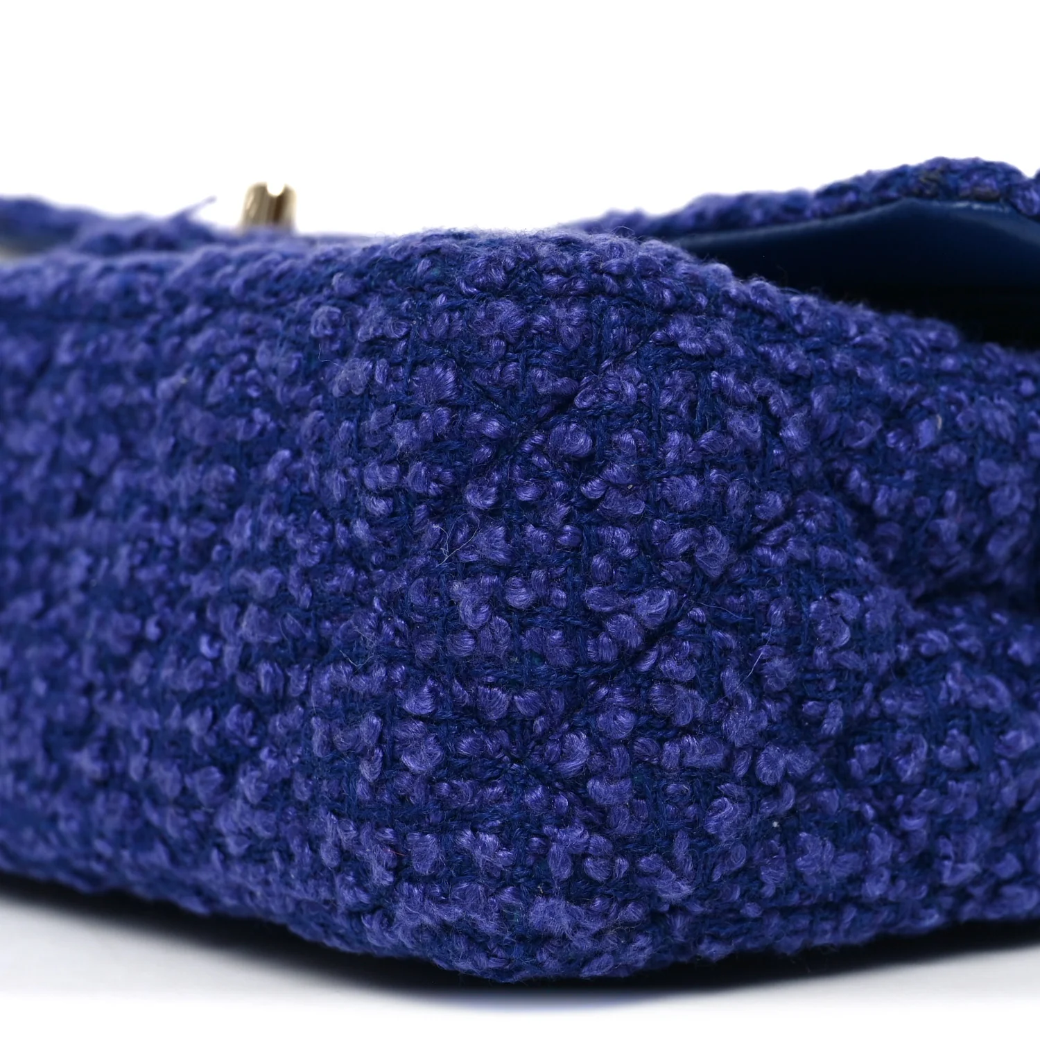 Tweed Quilted Medium Double Flap Blue - Top Club