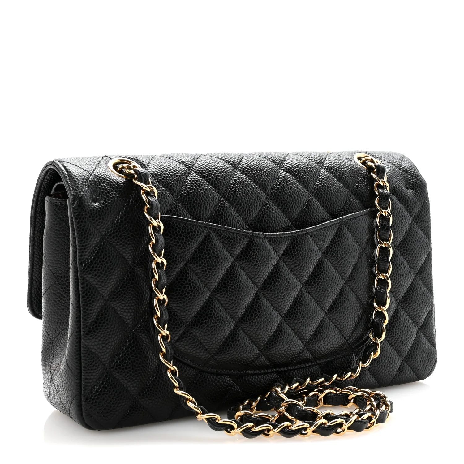 Caviar Quilted Medium Double Flap Black - Top Club