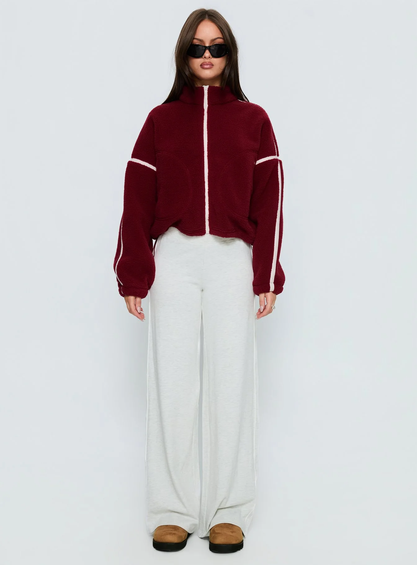 Sammee Polar Fleece Contrast Zip Through Jacket Red