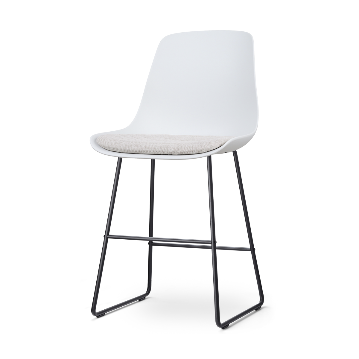 Nino-Liv barkruk wit met beige zitkussen - zwart onderstel - 65 cm