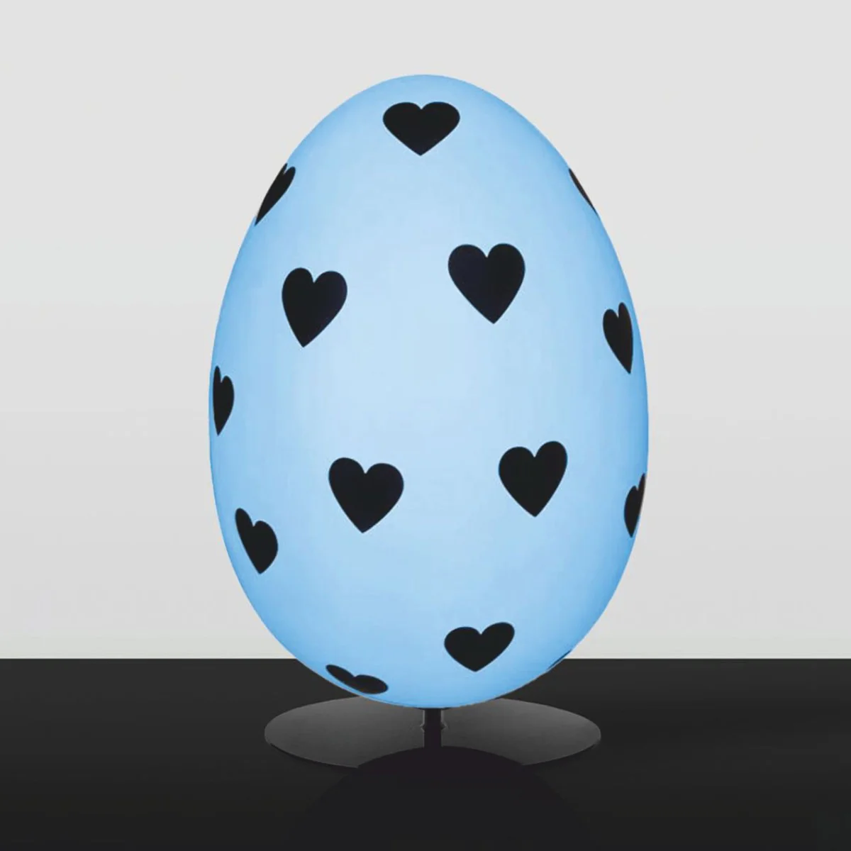 XXL decorative Easter egg with stand light blue / black H. 75 cm - Easter decoration