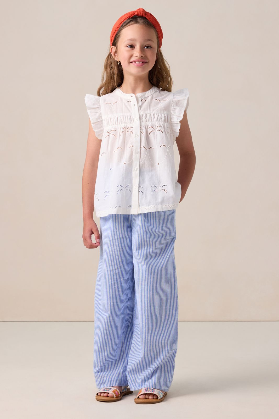 Witte blouse met palmboom print