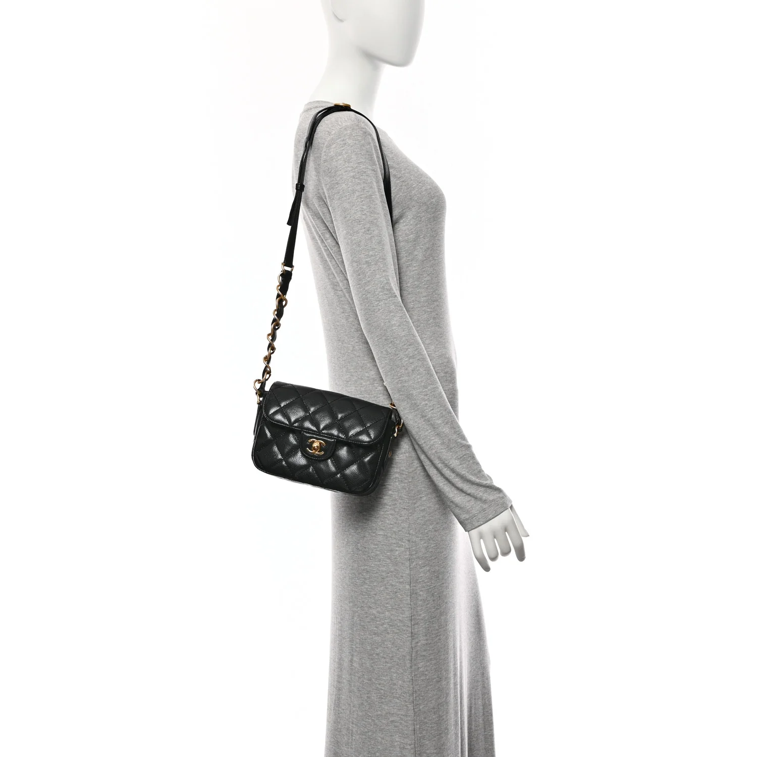 Caviar Quilted Mini Chain Flap Black