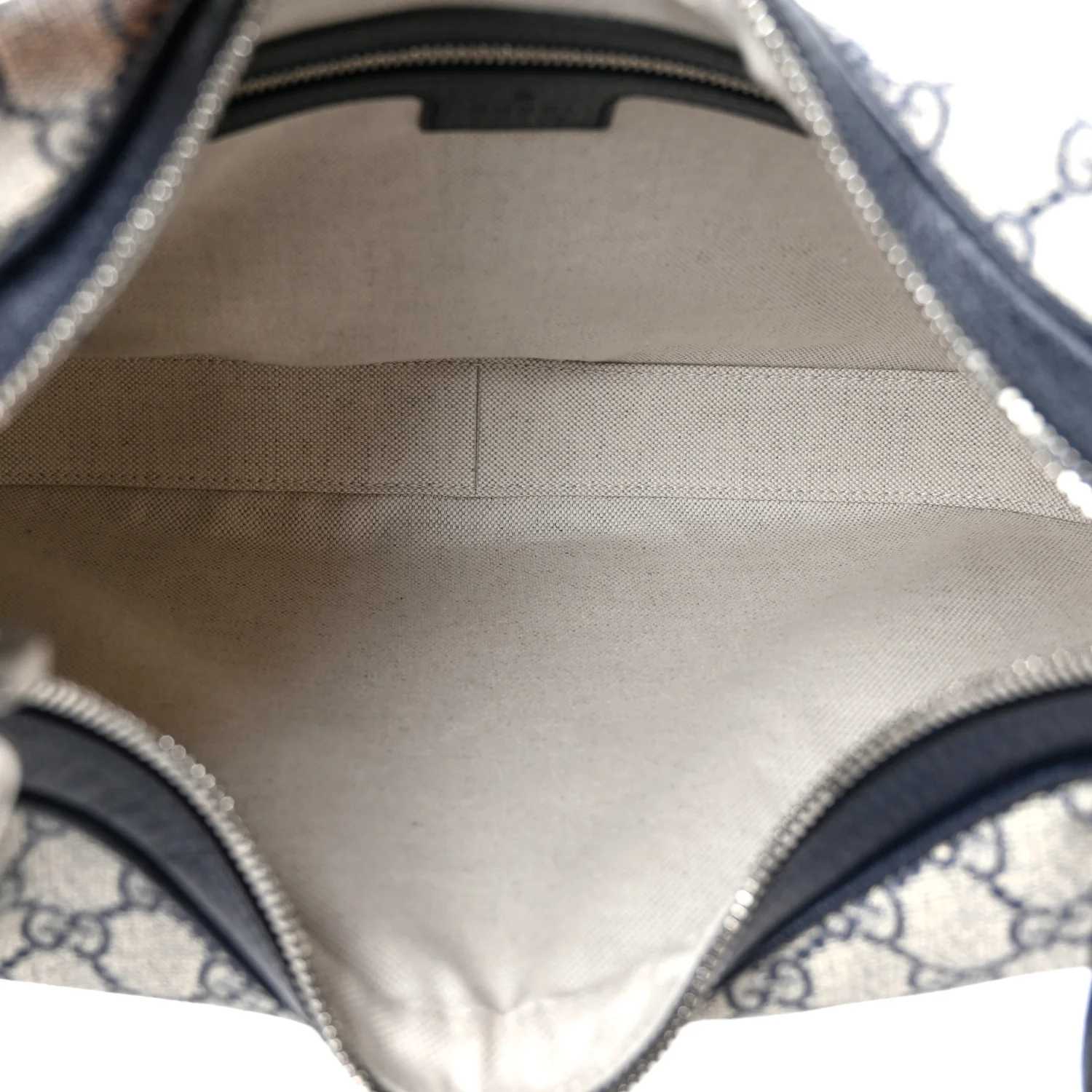 GG Supreme Monogram Textured Calfskin Web Large Attache Shoulder Bag Beige Blue - Top Club