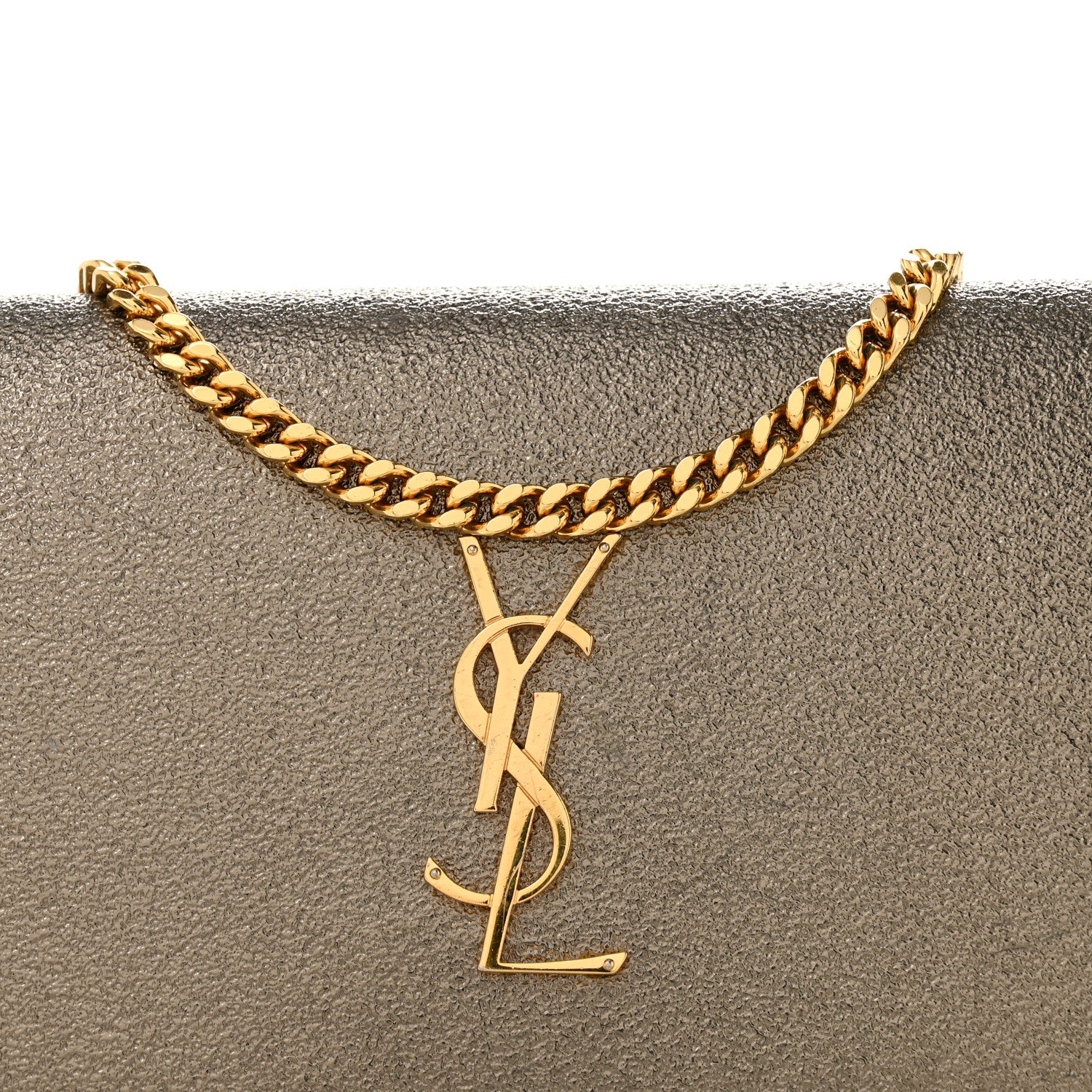 Grained Metallic Calfskin Monogram Chain Wallet Bronze - Top Club