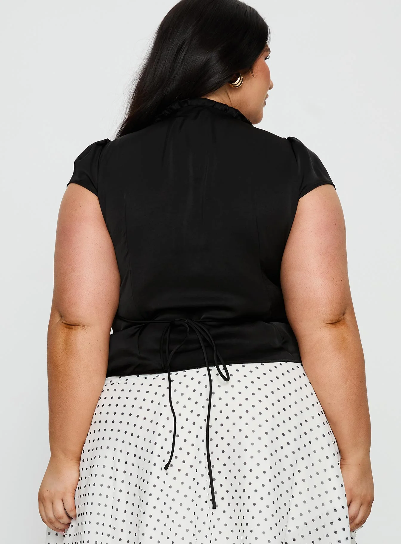 Tatianna Frill Blouse Top Black Curve