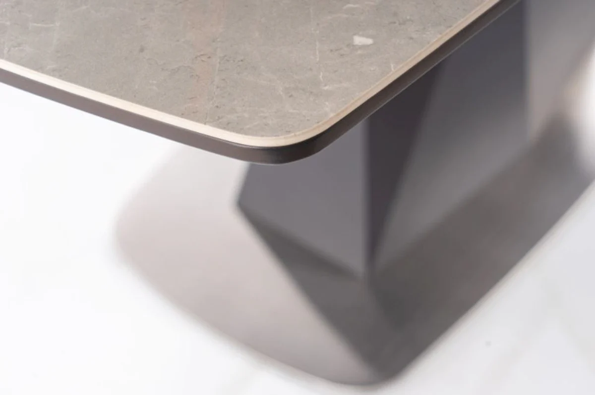 Luxury dining table gray / matt anthracite 160-210 x 90 x H. 76 cm - Modern extendable dining room table with ceramic tops in marble look - Luxury dining room furniture