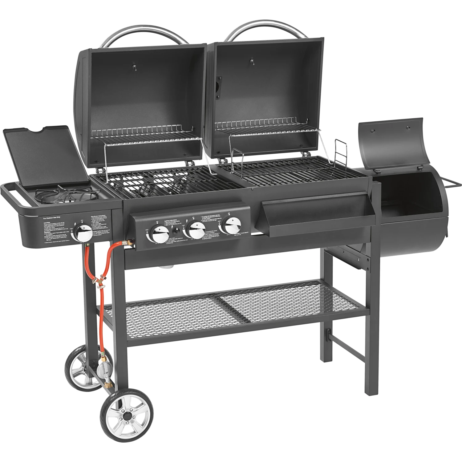 Jamestown-Grill Barbecue a carbonella e gas Jamestown Dean nero con affumicatore