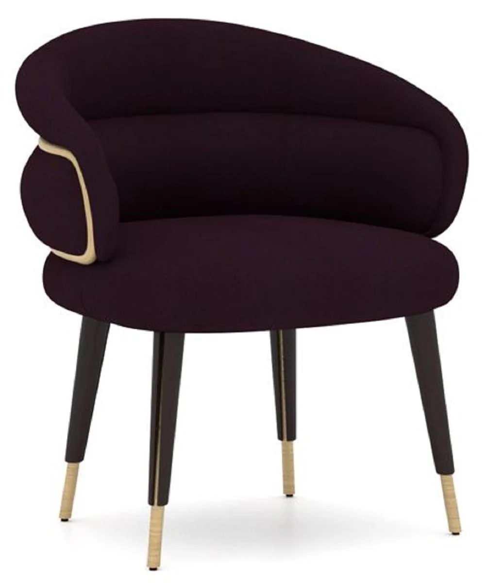 Luxury dining room chair set of 6 purple / black / beige - kitchen chairs with armrests - dining room furniture - restaurant furniture - hotel furniture - luxury furniture