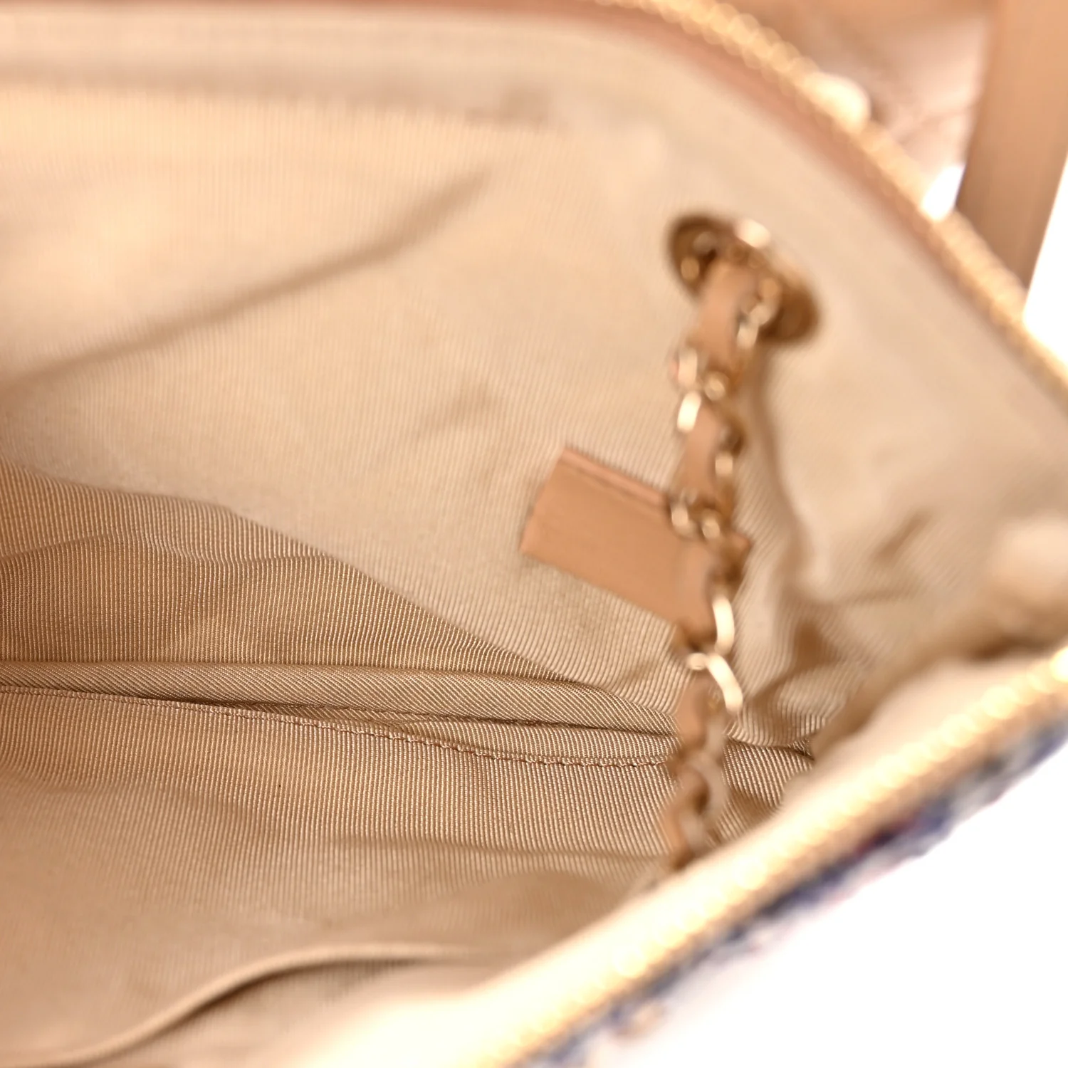 Tweed Lambskin Quilted Pouch Beige Multicolor - Top Club