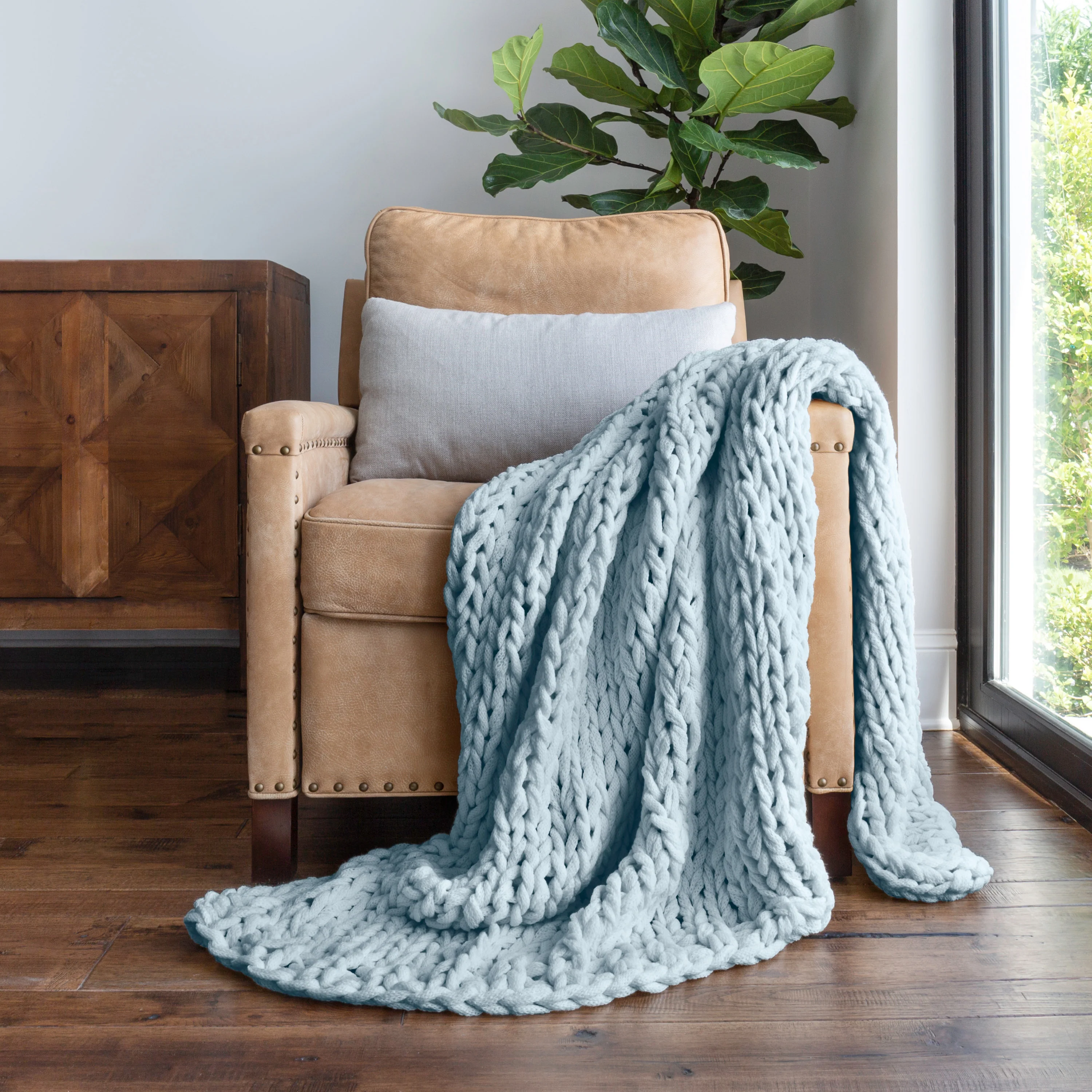 Chunky Knit Throw Blanket - Sale