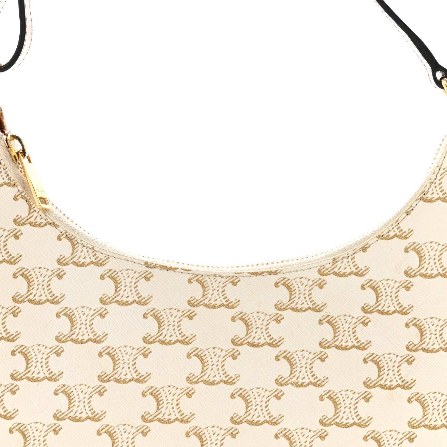 Canvas Calfskin Ava Triomphe Shoulder Bag White - Top Club