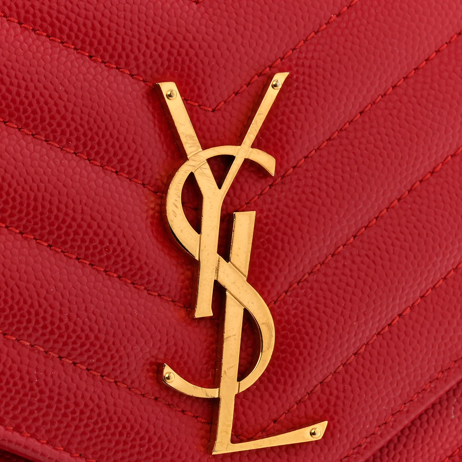 Grain De Poudre Matelasse Chevron Monogram Chain Wallet New Red - Top Club