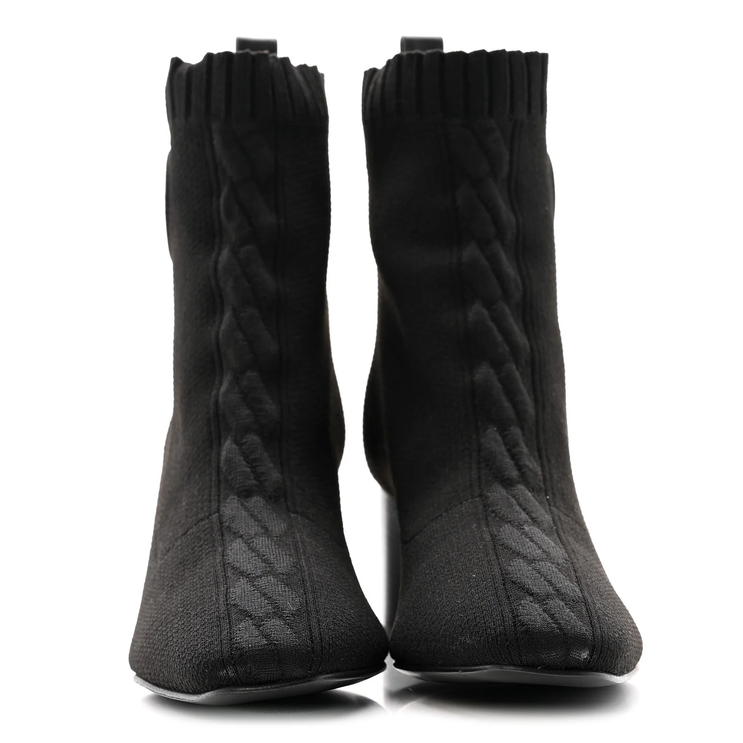 Knit Calfskin Volver 60 Ankle Boots 37 Black - Top Club