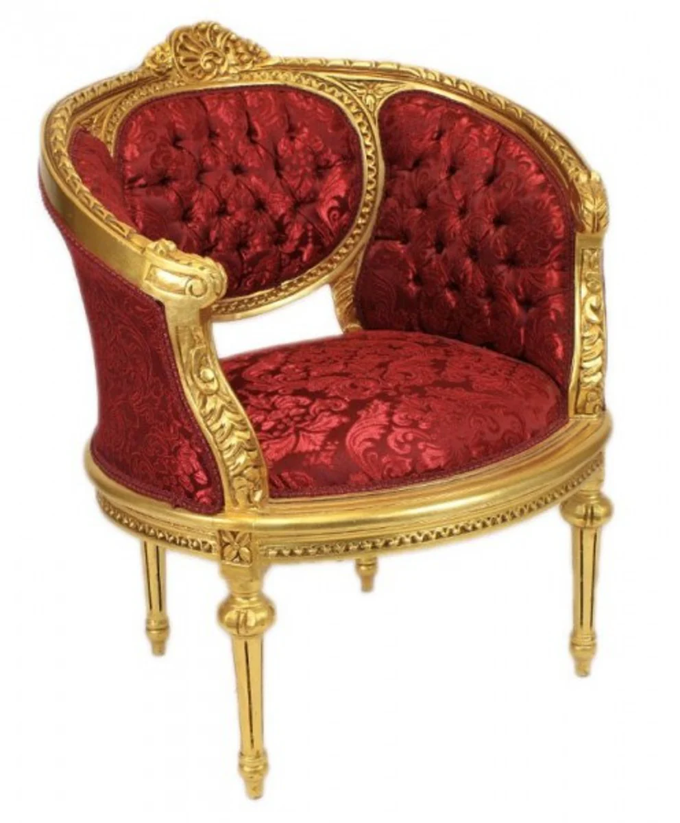 Baroque living room set Marseille Bordeaux pattern / gold - sofa + 2 armchairs