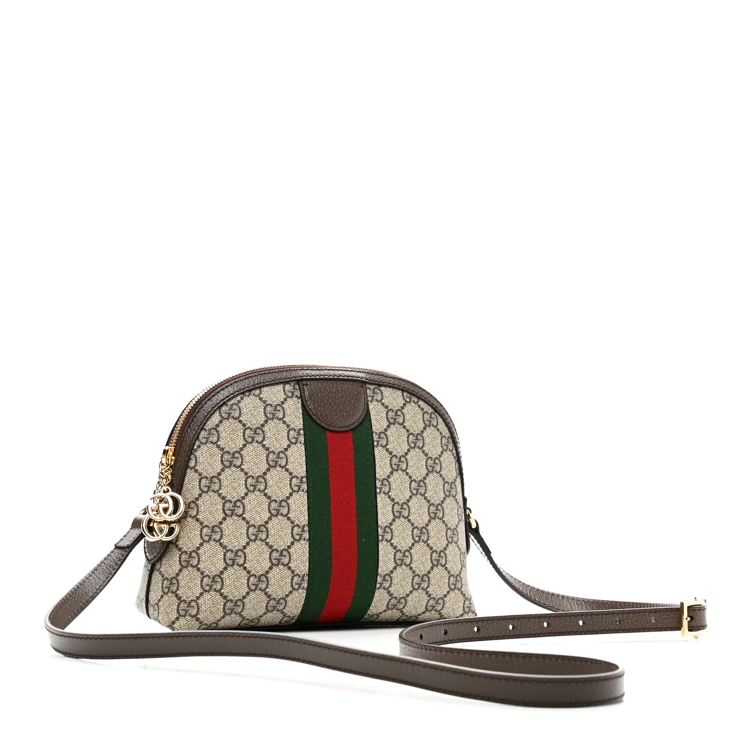 GG Supreme Monogram Textured Dollar Calfskin Web Small Ophidia Dome Shoulder Bag Beige Ebony New Acero - Top Club