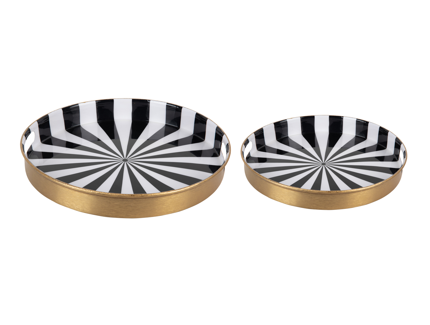 Tray set Candy Swirl enamel black & white, Set of 2pcs