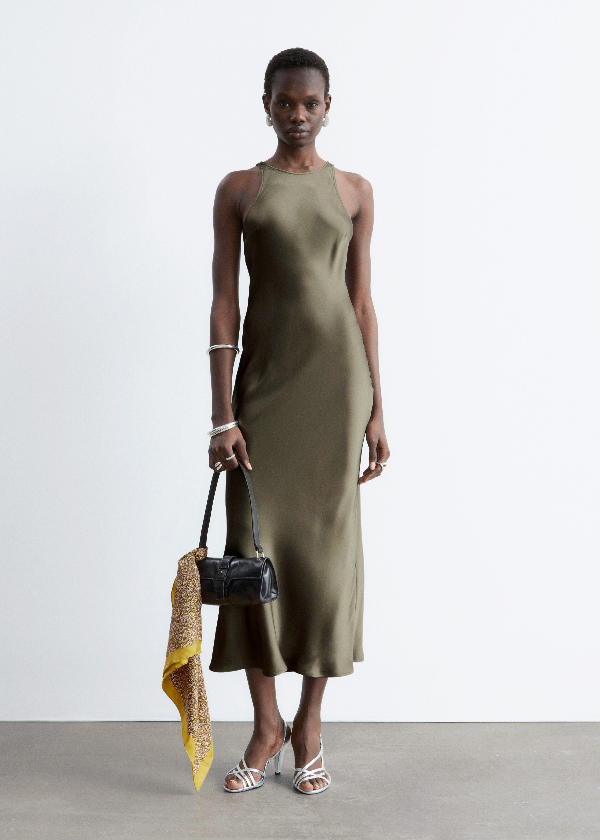 & Other Stories SLEEVELESS SATIN MIDI DRESS