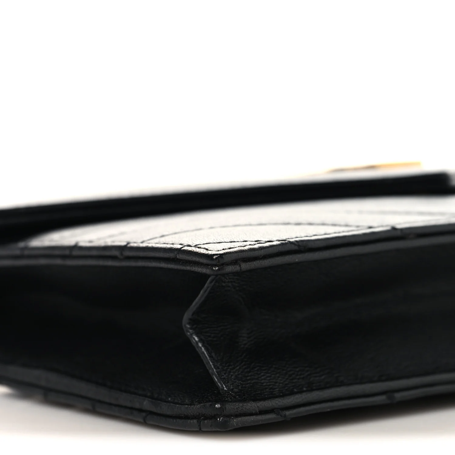 Calfskin Matelasse Chevron Monogram Envelope Chain Wallet Black - Top Club