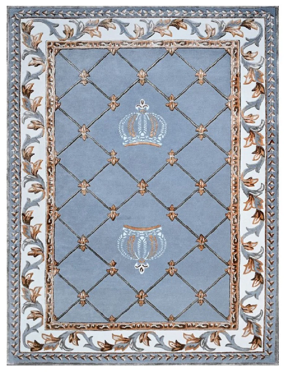 Pompöös by Luxury Baroque Carpet Crown by Harald Glööckler Blue - Various Sizes