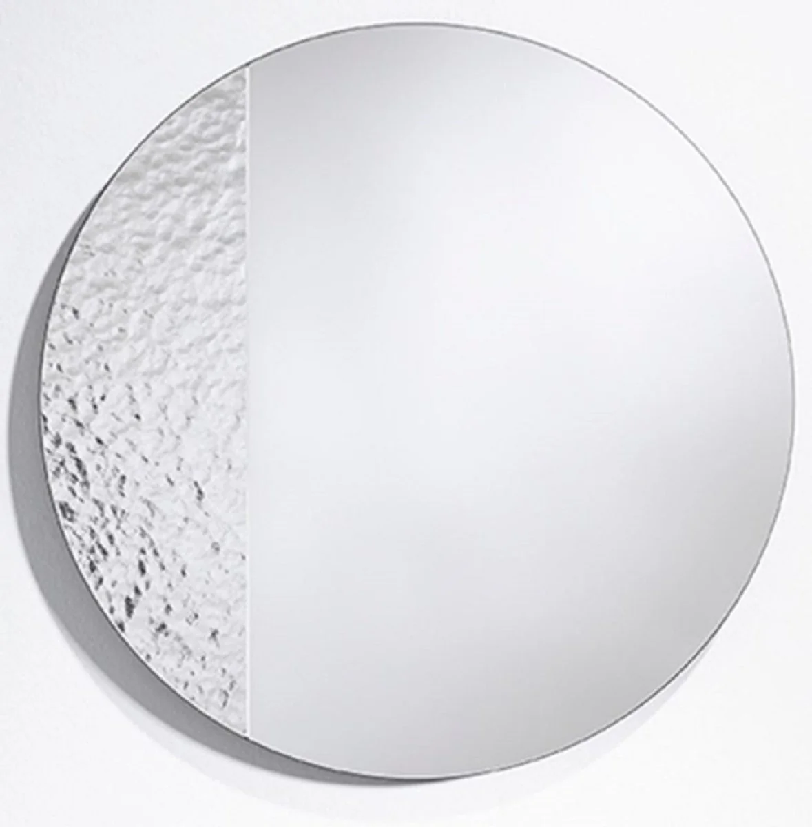 Luxury wall mirror Ø 58 cm - Round mirror with structured surface - Living room mirror - Cloakroom mirror - Luxury quality