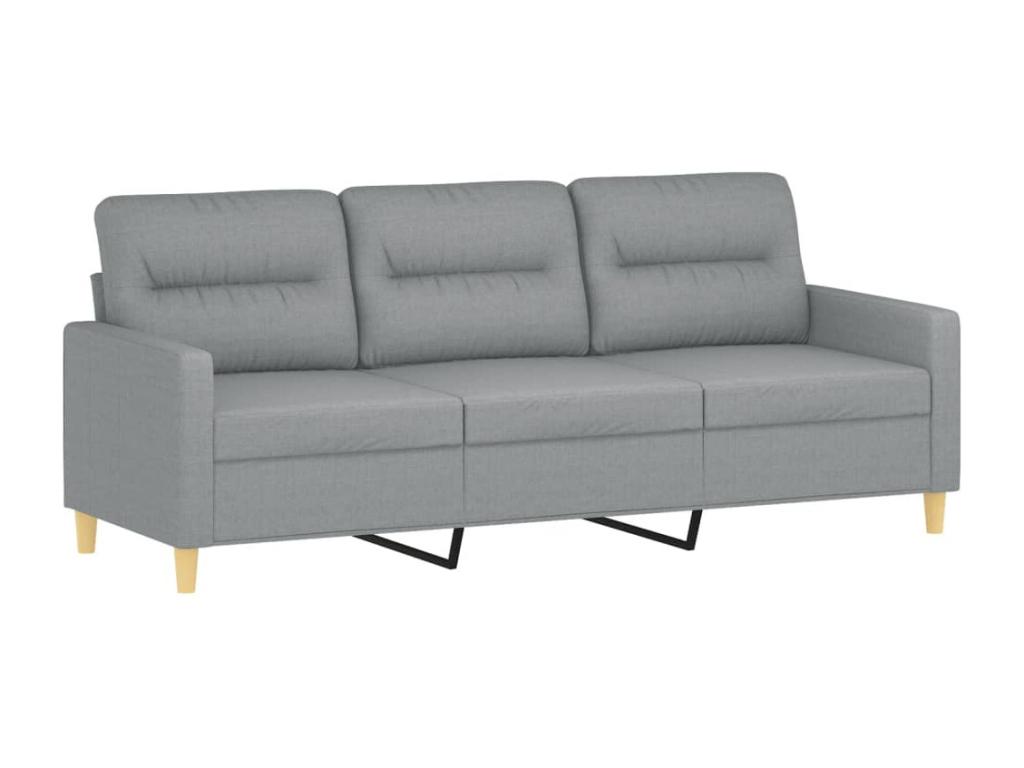 Sofá de 3 plazas de tela gris claro 180 cm