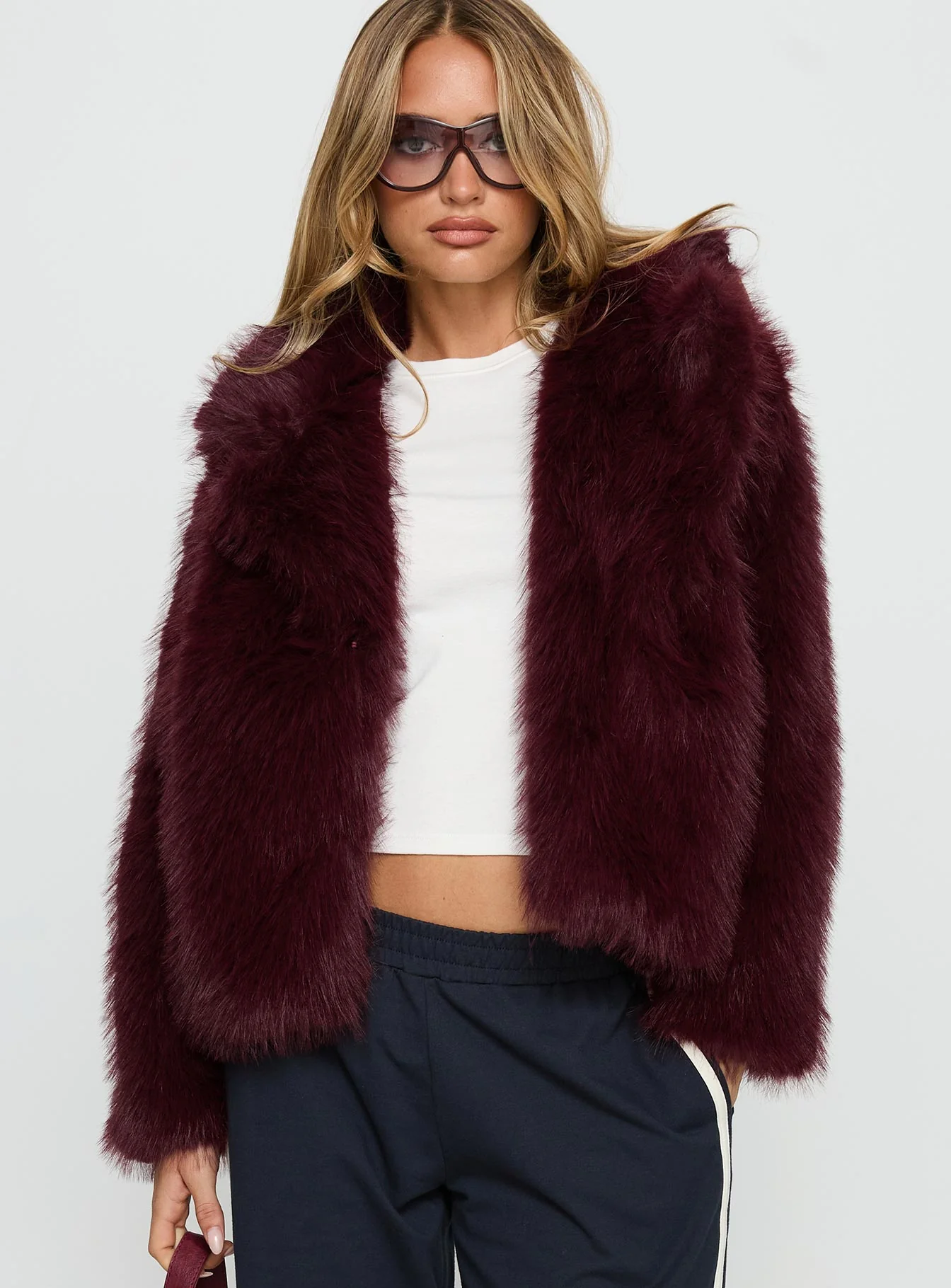 Liannah Faux Fur Jacket Red