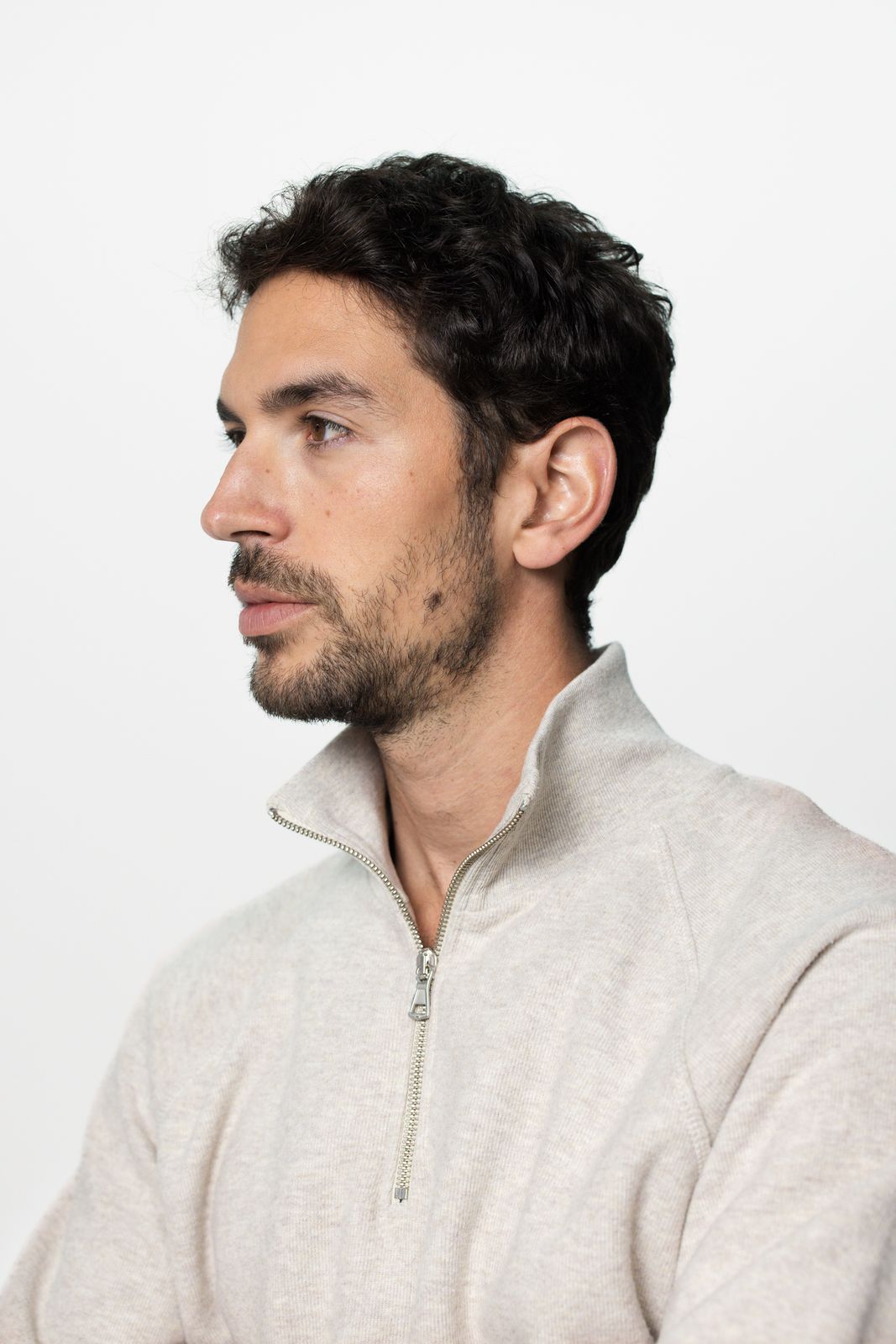 Beige sweater met rits