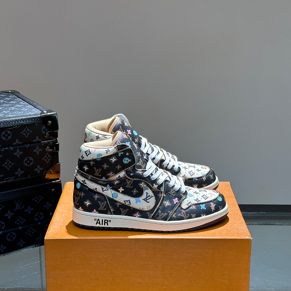 Louis Vuitton X Nike Co-Branded High Top Casual Mens Sneakers (Replica) - Sneaker Replica Workshop