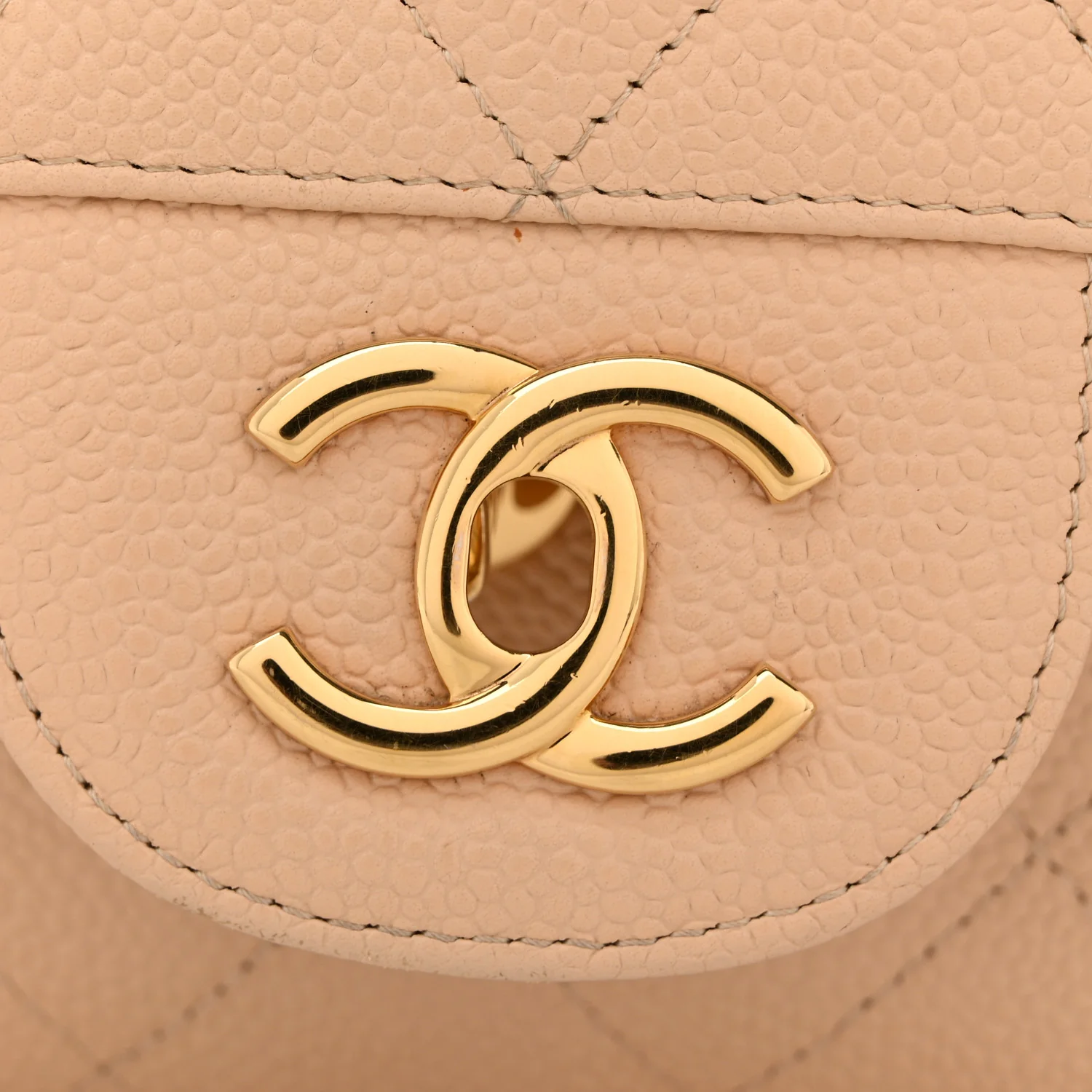 Caviar Quilted Jumbo Double Flap Beige Clair - Top Club