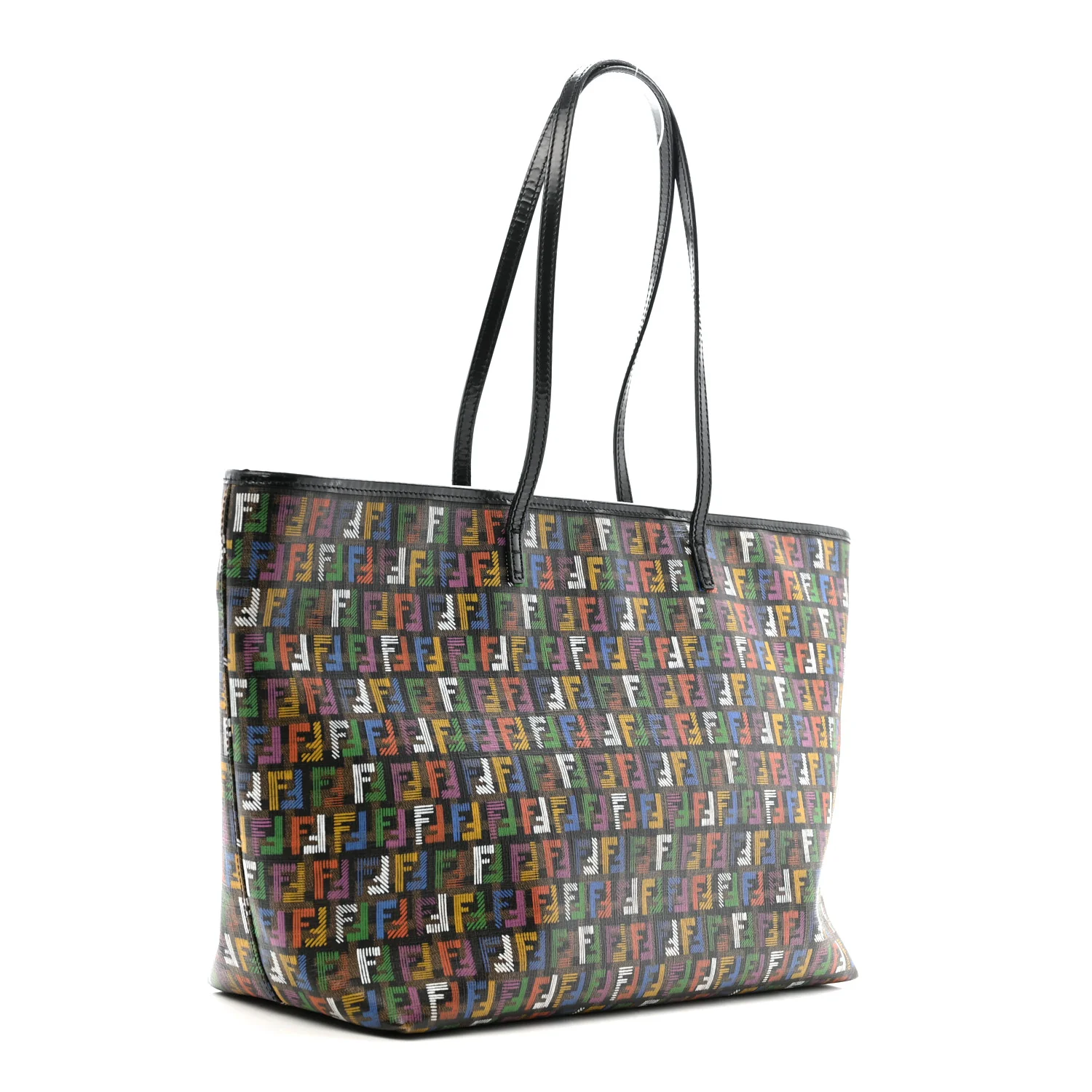 Zucca Spalmati Patent Zucchino Screen Print Medium Roll Tote Tobacco Multicolor Black - Top Club