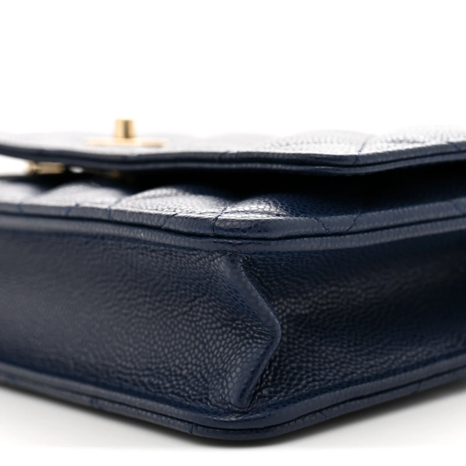 Caviar Quilted CC Turnlock Wallet On Chain WOC Navy Blue - Top Club