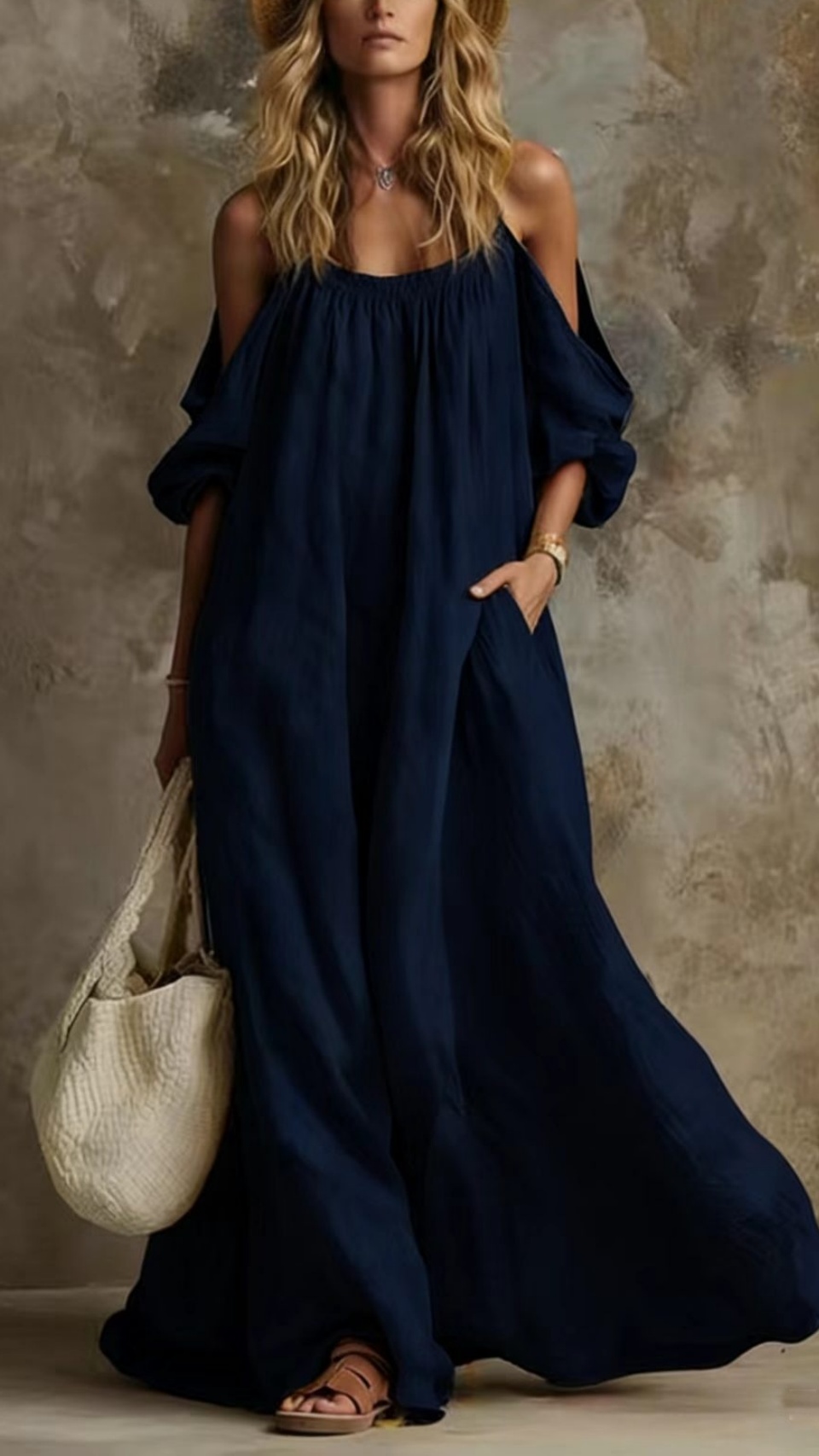 Women's Vacation-Style Off-Shoulder Cotton-Linen Camisole with Pockets - Nordfashionstorm - Women's Clothing, Fashion for You - Nordfashionstorm.com