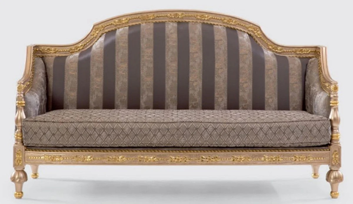 Luxury Baroque Living Room Set Gray / Silver / Gold - 2 Sofas & 2 Armchairs & 1 Coffee Table - Handcrafted Living Room Furniture in Baroque Style - Noble & Magnificent