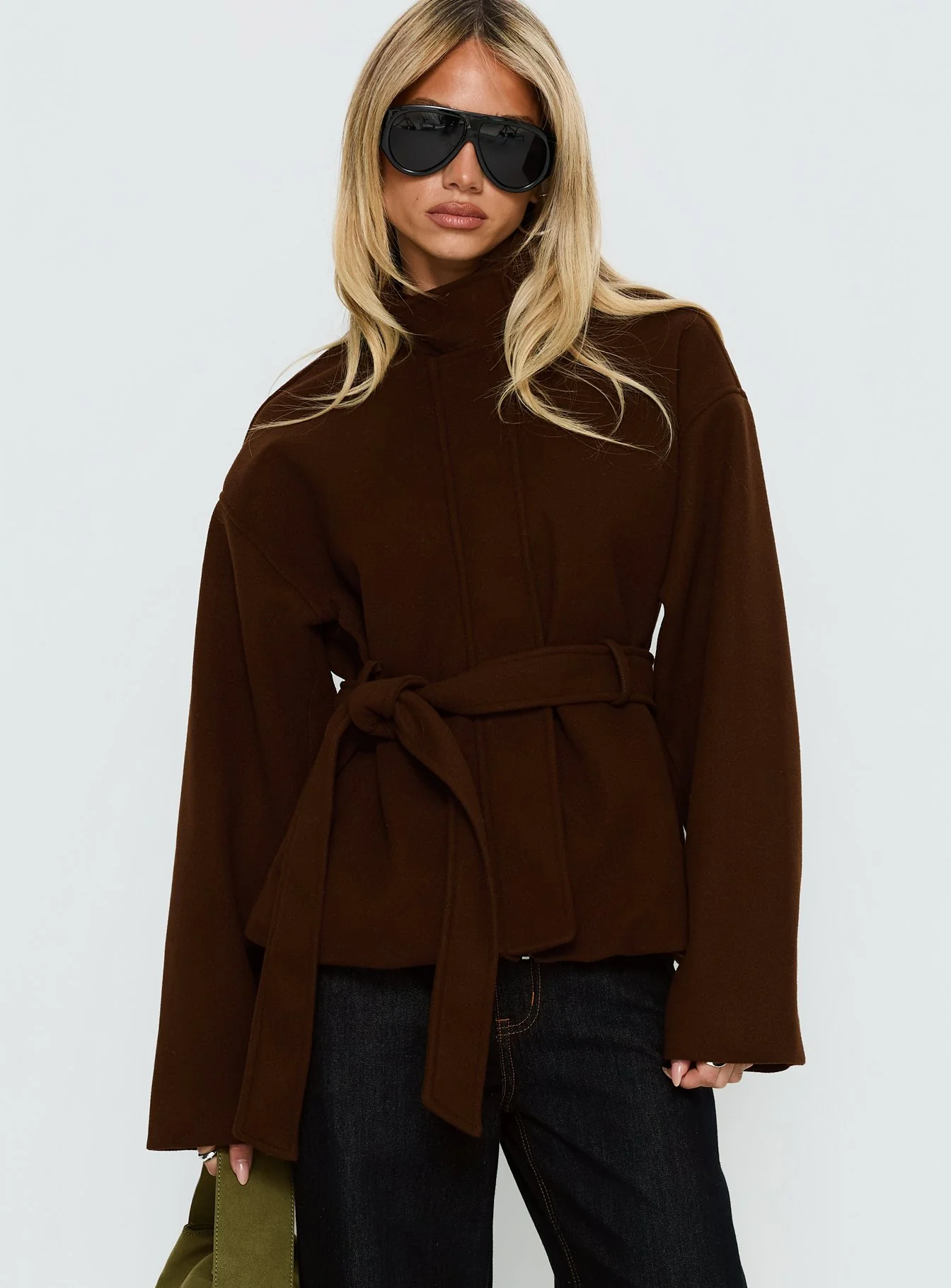 Tameeka Funnel Neck Coat Brown