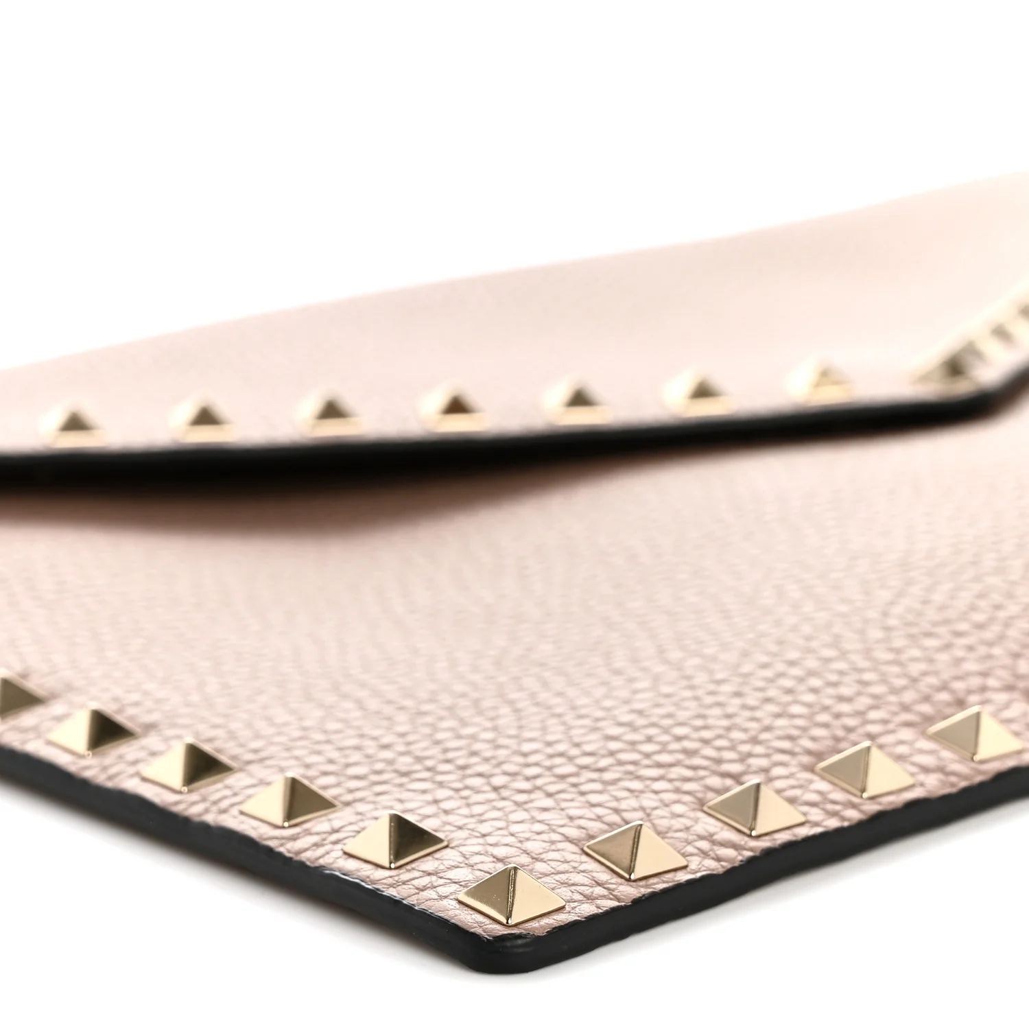 Vitello Medium Rockstud Envelope Flat Wristlet Pouch Poudre - Top Club